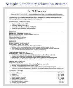 Click this image of an Elementary Education Resume to download the Example Resume.